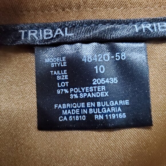 NWOT Tribal Stretch-Extensible Camel Brown Skirt Faux Suede Midi Skirt Size 10 - Picture 6 of 11